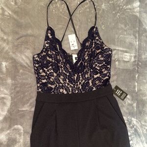 Black Lace straight ankle jumpsuit